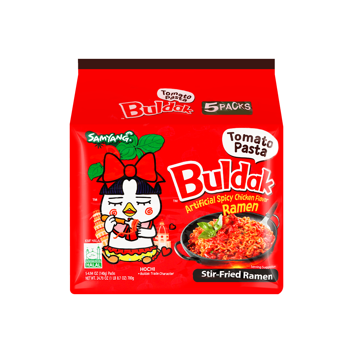 Samyang Buldak Tomato Pasta Chicken Flavor Ramen Samyang Buldak Tomato Pasta Chicken Flavor Ramen 5psc Family Pack - Image 1