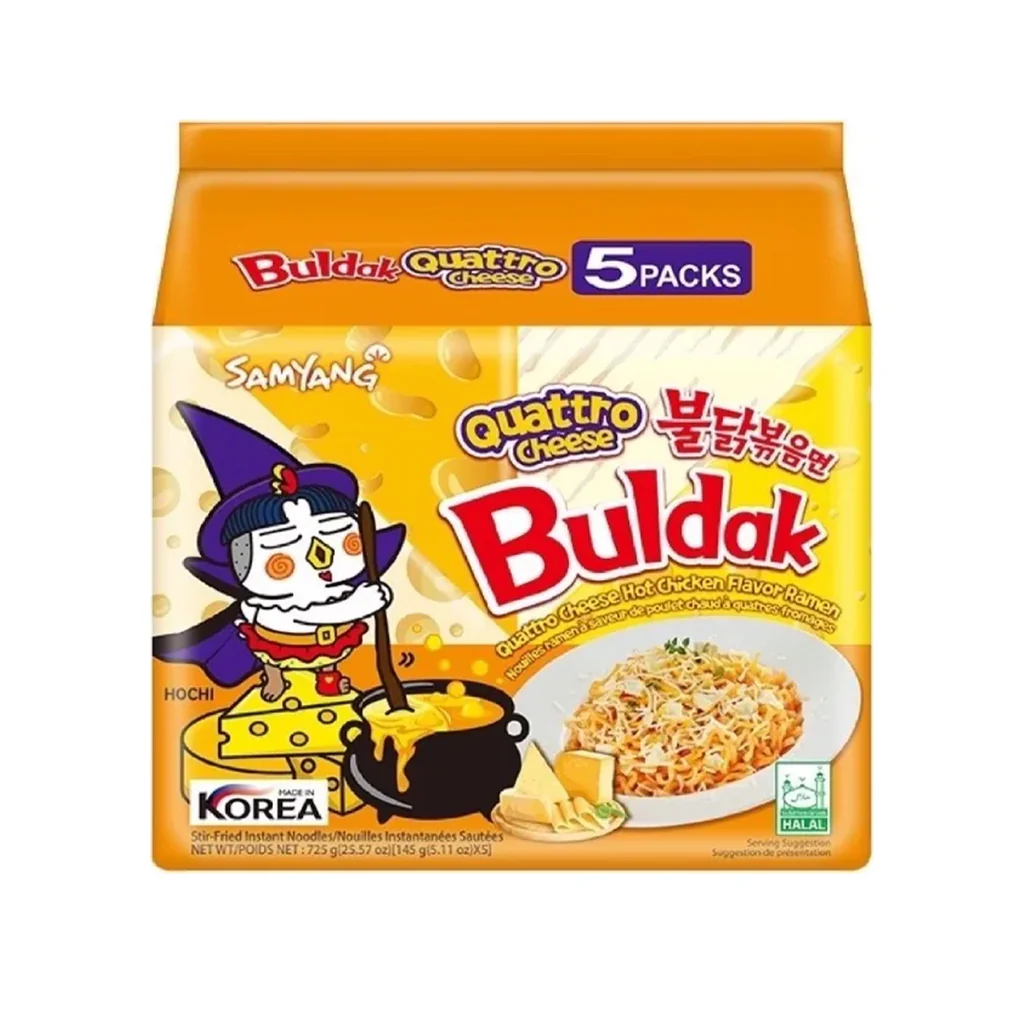 Samyang Buldak Quattro Cheese Hot Chicken Flavor Ramen Samyang Buldak Quattro Cheese Hot Chicken Flavor Ramen 5pcs Family Pack - Image 1