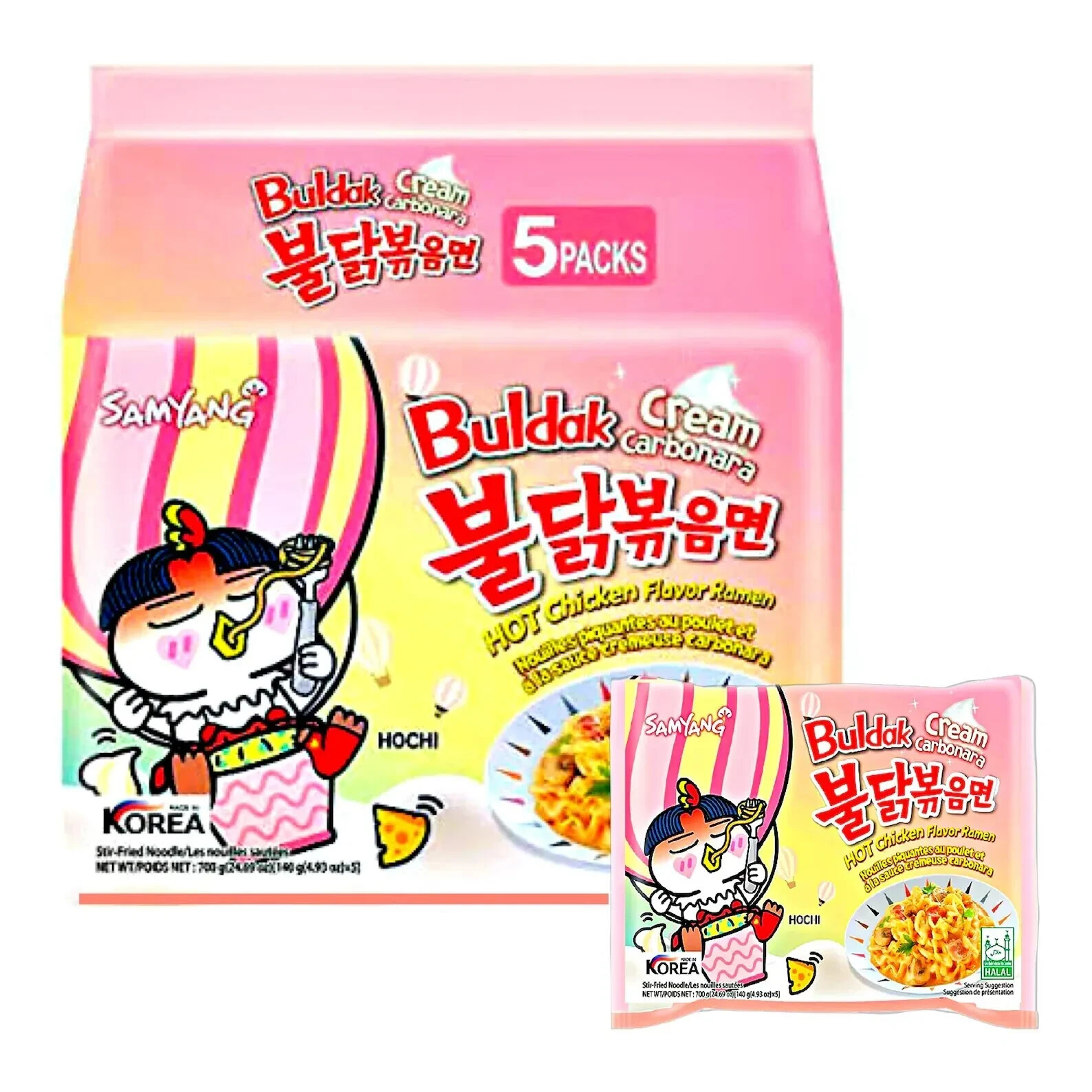 Samyang Buldak Cream Carbonara Hot Chicken Flavor Ramen Samyang Buldak Cream Carbonara Hot Chicken Flavor Ramen 5psc Family Pack - Image 1
