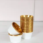 White and Gold Metallic Baking Cups