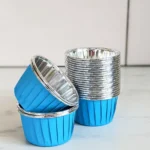 Blue and Silver Chrome Metallic Baking Cups