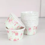 Mint Floral Baking Cups