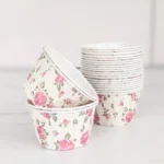 Cream Floral Baking Cups