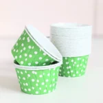 Green and White Polkadot Baking Cups