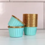 Mint Green and Gold Metallic Baking Cups