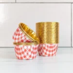 Red Gingham and Gold Metallic Baking Cups