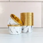 Grey Calacatta and Gold Metallic Baking Cups