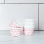 Pink Gingham Baking Cups