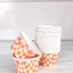 Orange Gingham Baking Cups