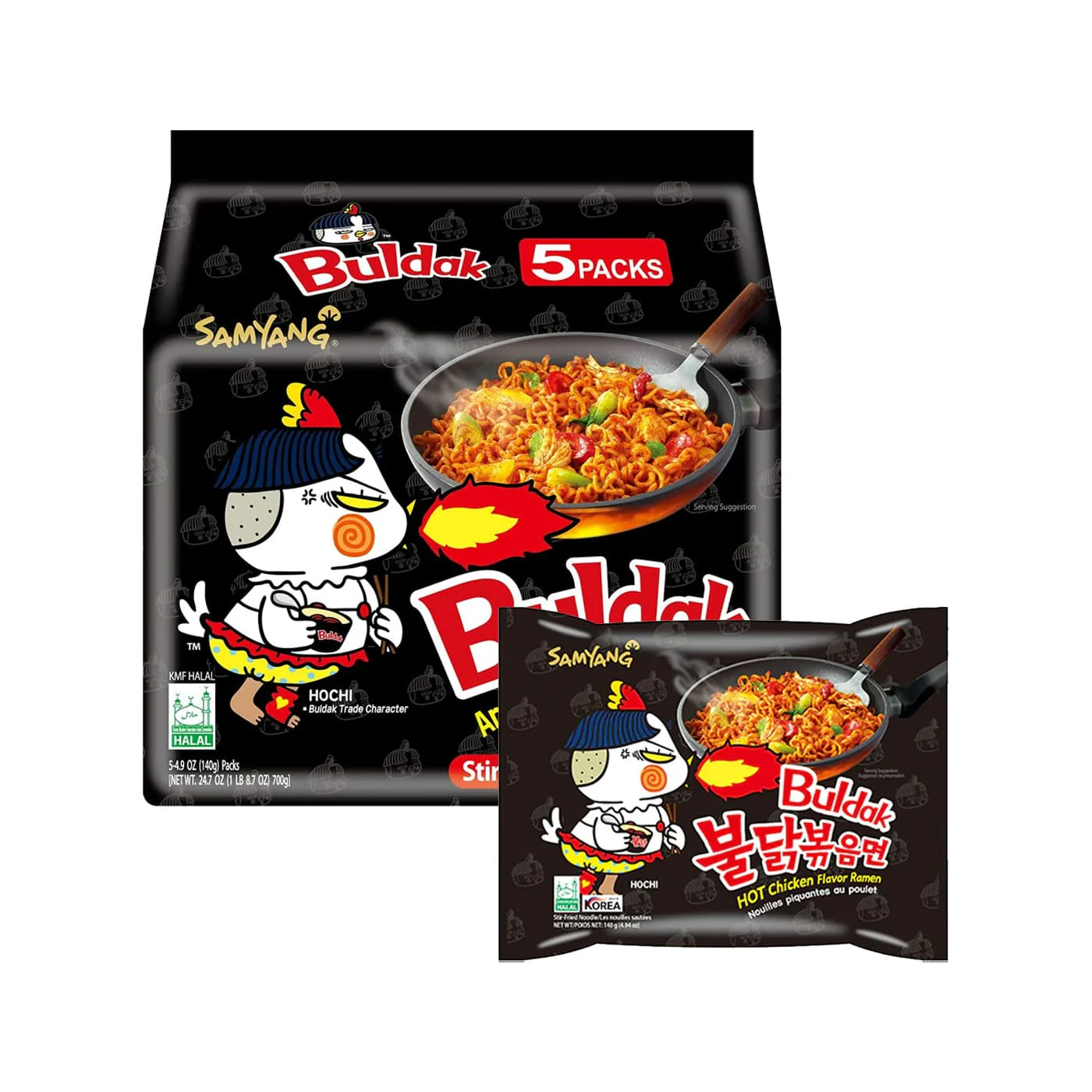 Samyang Buldak Hot Chicken Flavor Ramen 5 pcs Pack Weight: 700gm Origin: Korea Samyang Buldak Hot Chicken Flavor Ramen 5psc Family Pack - Image 1