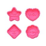 Sugarcraft Plunger  Cookie Cutter Set  of 4 designs Heart, Star, Love. Cute Designs For Baking - Image 3