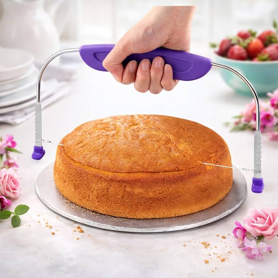 Adjustable Cake Slicer & Leveler Cutter with Stainless Steel Wire | Ergonomic Handle Cake Layer Cutter for Baking, Sponge Cake & Pastry | Home & Professional Use Adjustable Cake Slicer & Leveler Cutter with Stainless Steel Wire - Image 1
