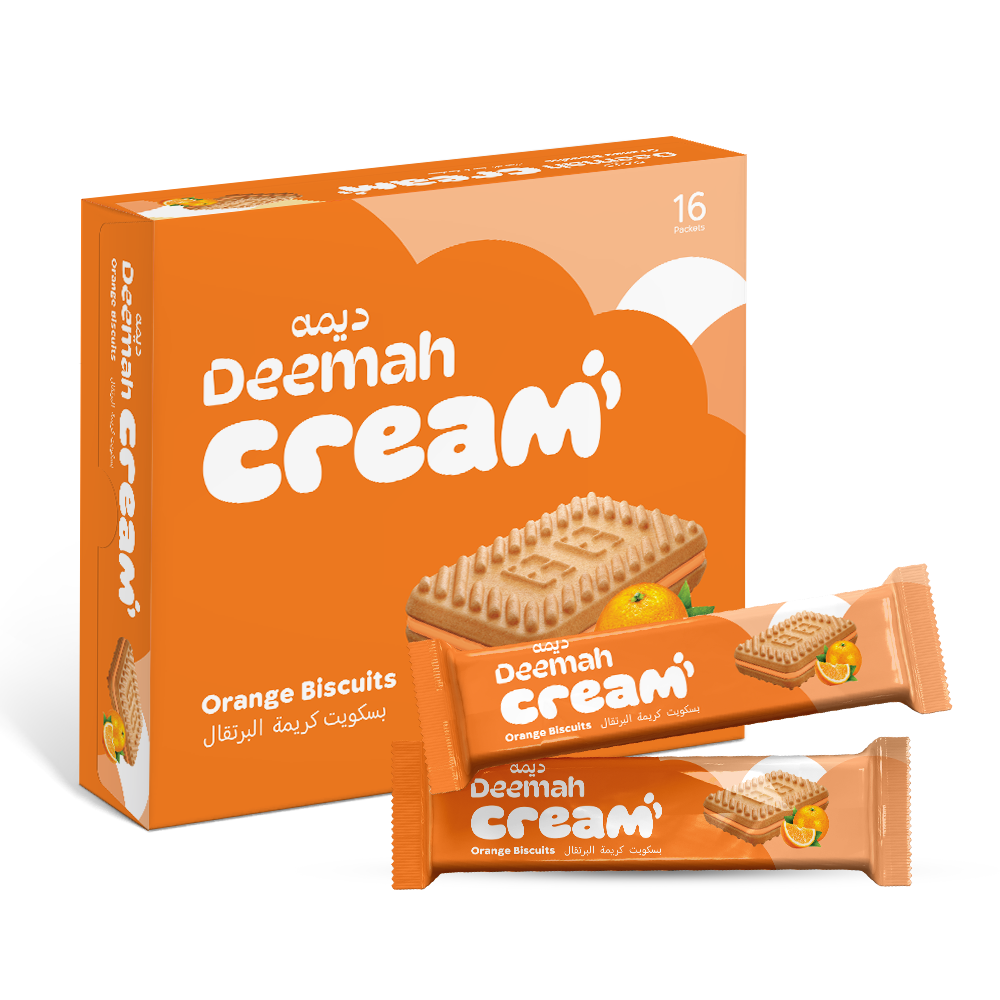 Cream-Biscuit-orange-16x27g Deemah Cream Biscuit Orange 400g - Image 1