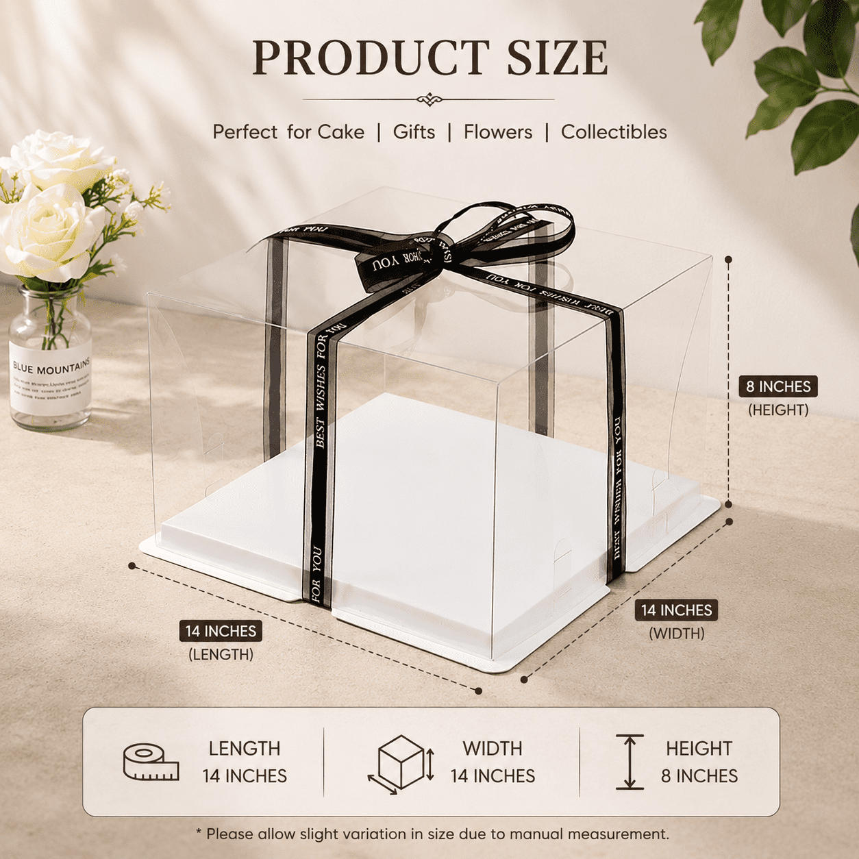 IMG_7320 Full Transparent Cake/ Gift Box (14” × 14” × 8”) - Image 1