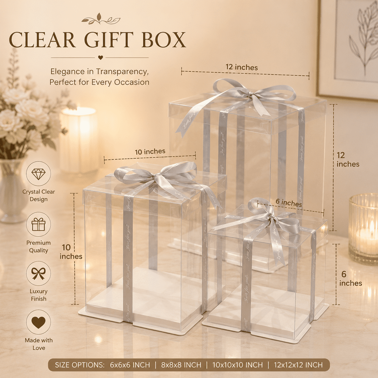 IMG_7335 Full Transparent Cake/ Gift Box (6” × 6” × 6”) - Image 1