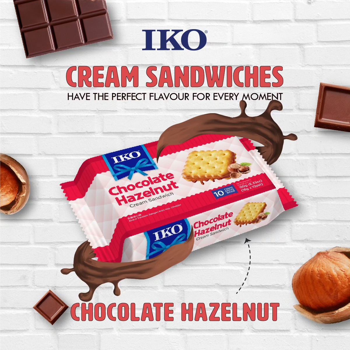 Iko Chocolate Hazelnut Cream Sandwich 180gm Iko Chocolate Hazelnut Cream Sandwich 180gm - Image 1