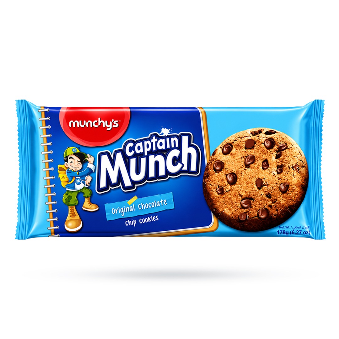Munchys-Captain-Munch-Original-Chocolate-Chip-Cookies-–-178g Munchy’s Captain Munch Original Chocolate Chip Cookies 178gm - Image 1