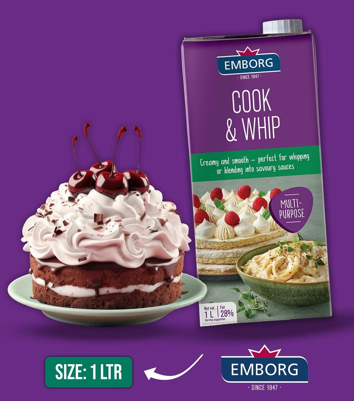 Professional performance in every pour. 💜👨_🍳✨Create sweet and savoury masterpieces with Embor Emborg Cook & Whip 1L - Image 1