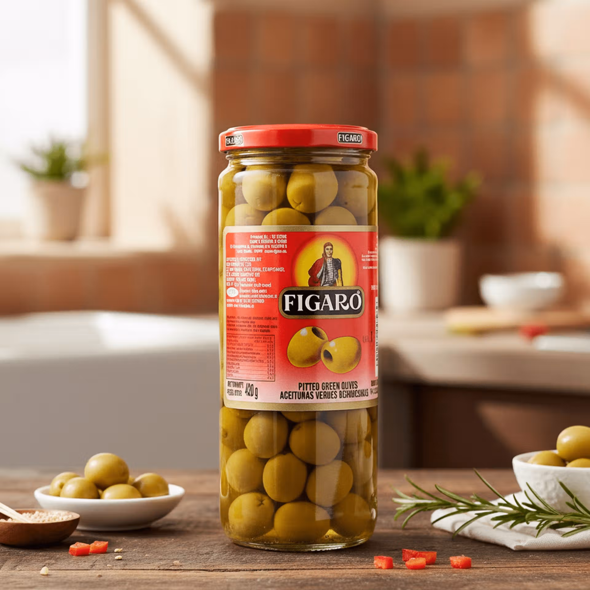Figaro Pitted Green Olives Figaro Pitted Green Olives 340g - Image 1