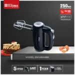 EM-HM44BK Elima Egg Beater- 250W Powerful Hand Mixer with 5 Speed Control & Stainless Steel Beaters