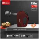 EM-HM606M Elima Egg Beater- 250W Powerful Hand Mixer with 5 Speed Control & Stainless Steel Beaters