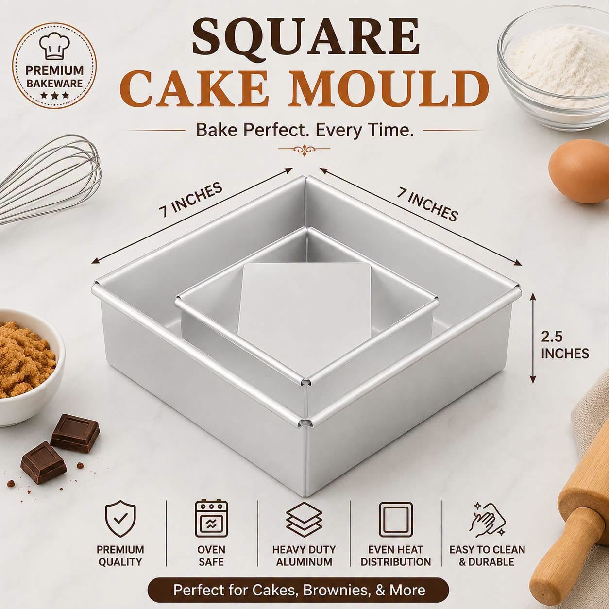IMG_8384 Square Cake Mould – 7 Inches - Image 1