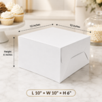 White Square Cake Box 1000 pcs- 10x10x6 inches