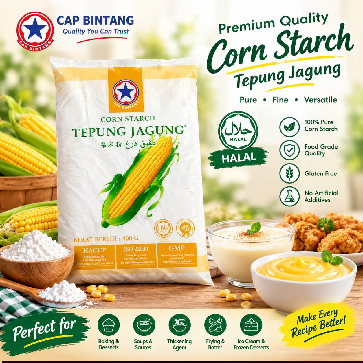 2026/10/1000255473.jpg Cap Bintang Corn Starch (Tepung Jagung) 400g - Image 1