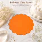 Scalloped Cake Board – Orange Color (7 Inches)